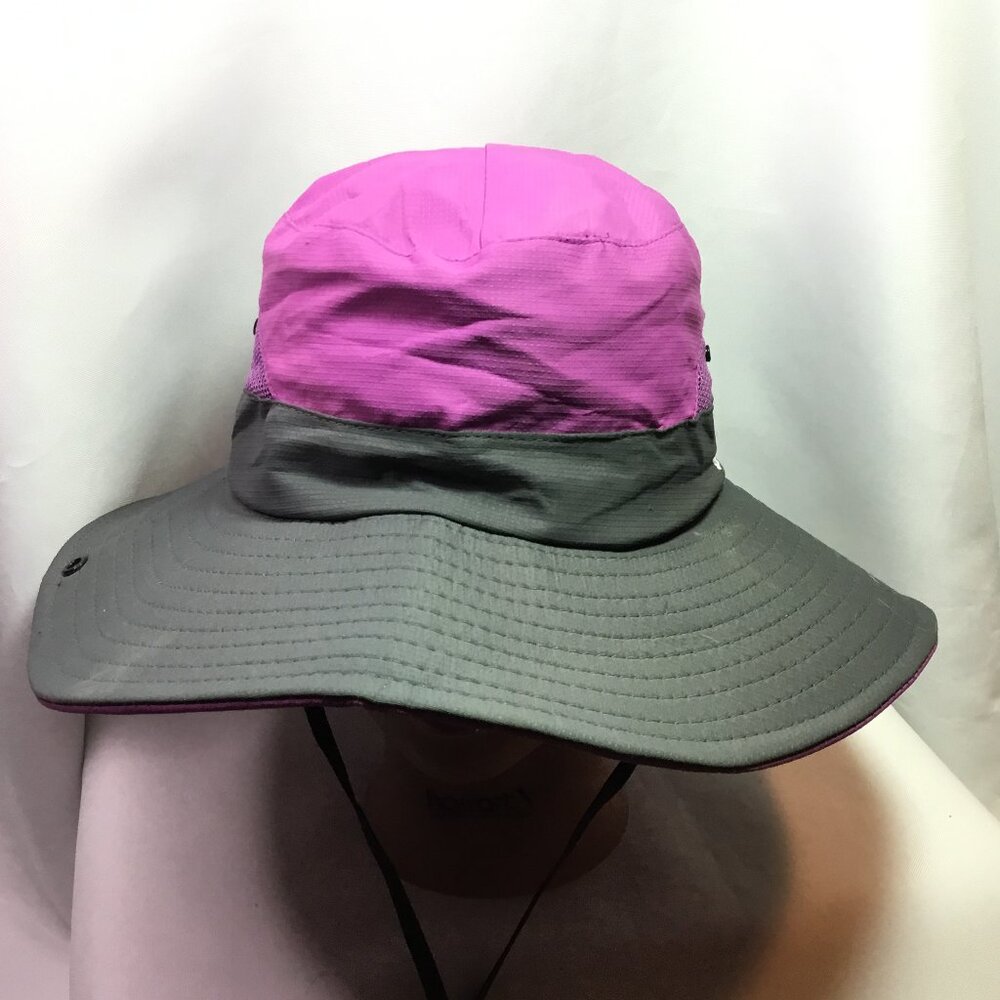 Sunshade Woman's Ponytail Sun Hat With Chin Strap Purple Gray OSFM